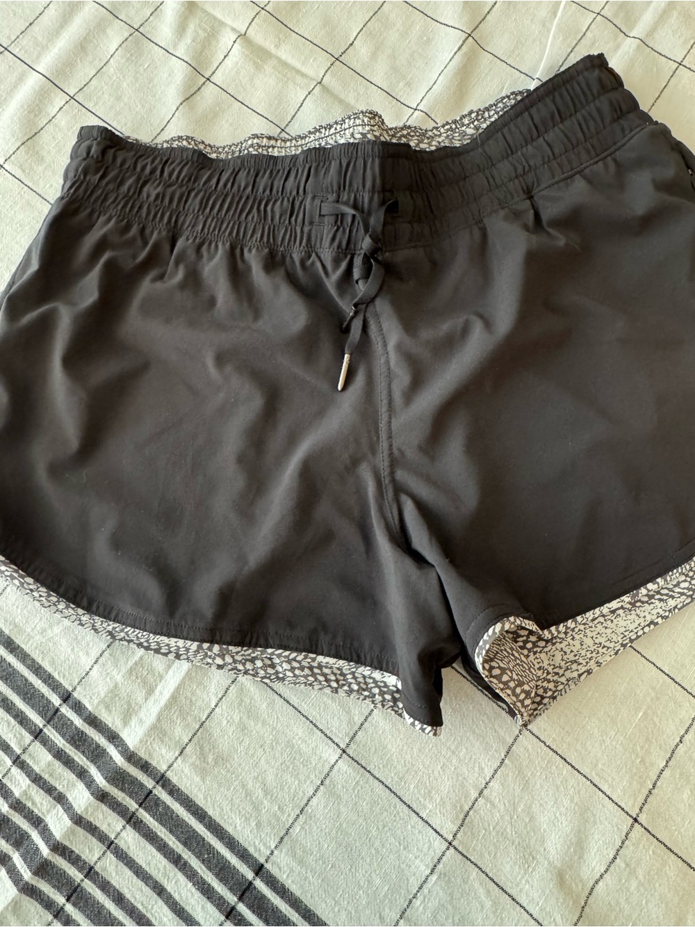 lululemon athletica Black Athletic Shorts with Printed Trim